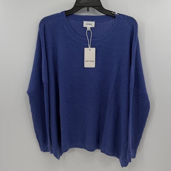 heyson Sweaters - Heyson Women's Lightweight Knot Scoop Neck Sweater - Blue - S/M - NWT